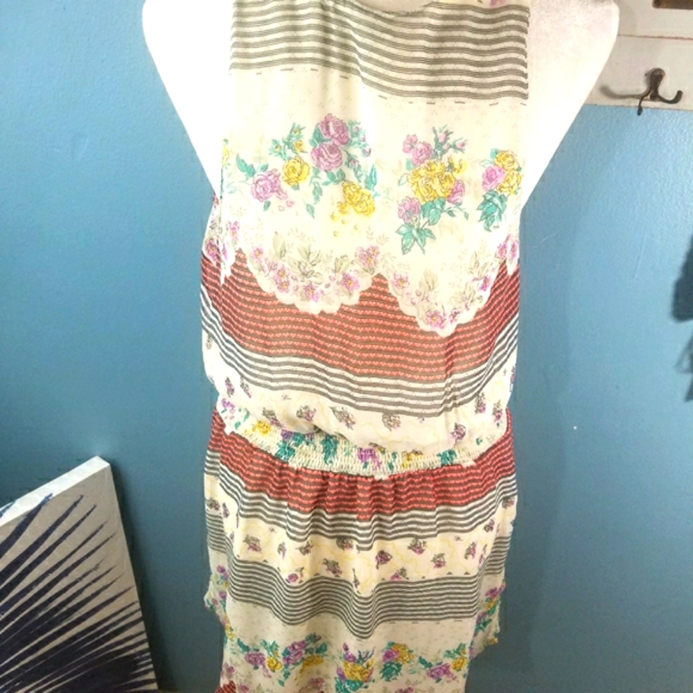 Free People Boho Floral striped Midi Dress Sz small/sm - Picture 8 of 8